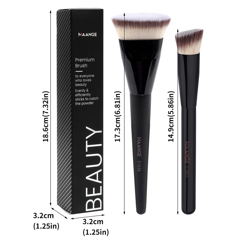 MAANGE 2PCS Flawless Makeup Brush Flat/Angle Foundation