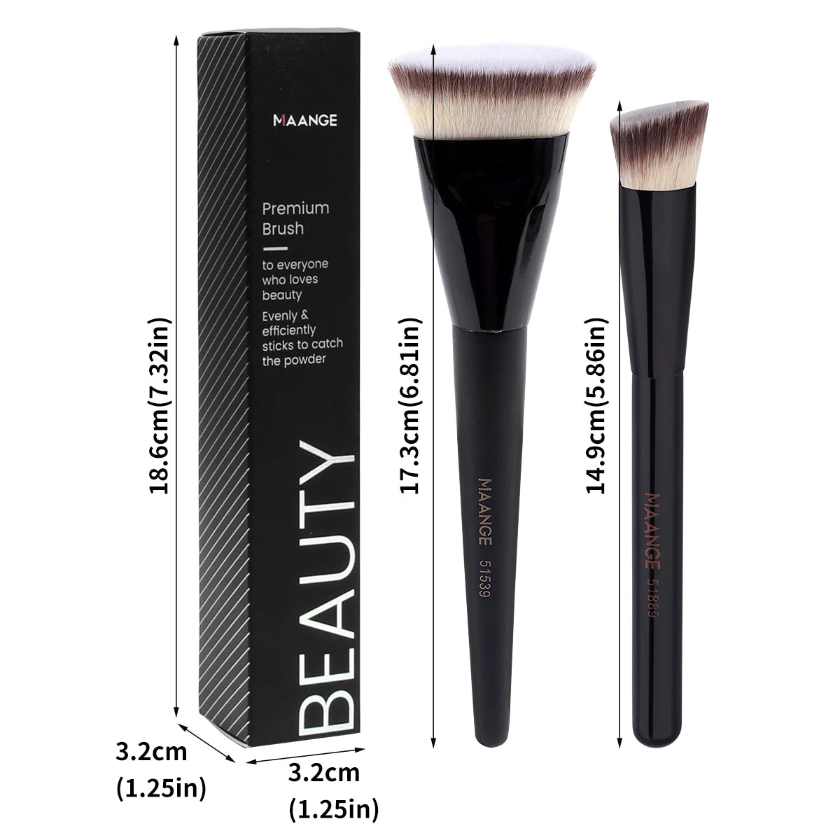 MAANGE 2PCS Flawless Makeup Brush Flat/Angle Foundation