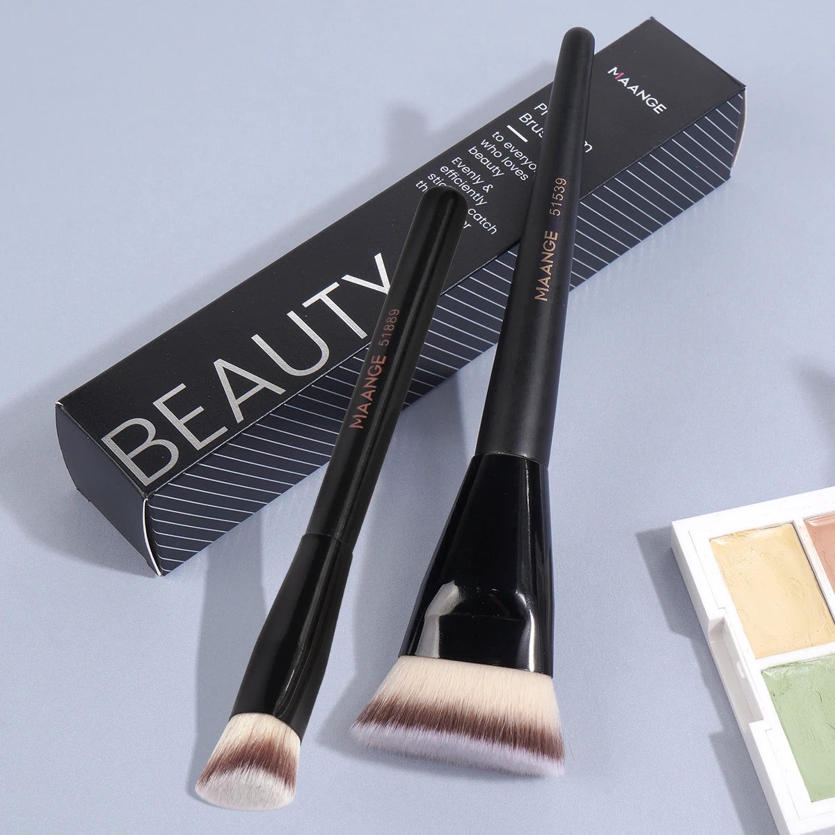 MAANGE 2PCS Flawless Makeup Brush Flat/Angle Foundation