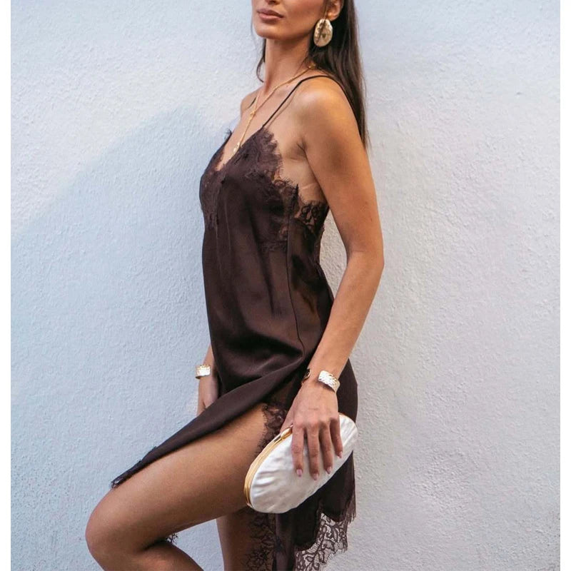 Vestido Satinado Sensual Midnight Elegance