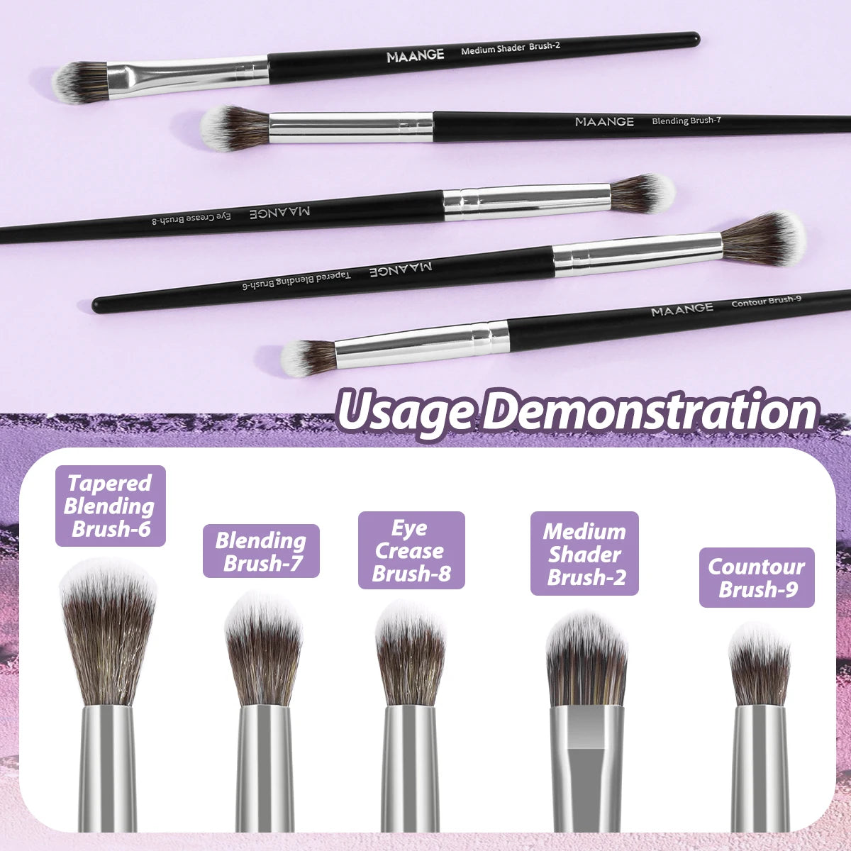 Set Profesional de 5 Brochas para Maquillaje MAANGE