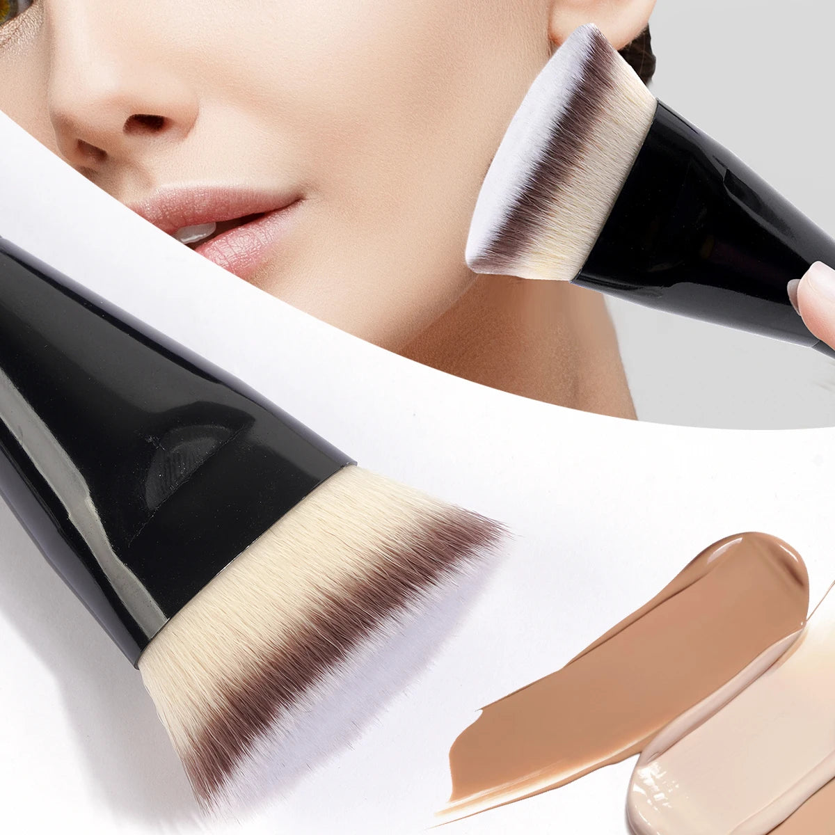MAANGE 2PCS Flawless Makeup Brush Flat/Angle Foundation