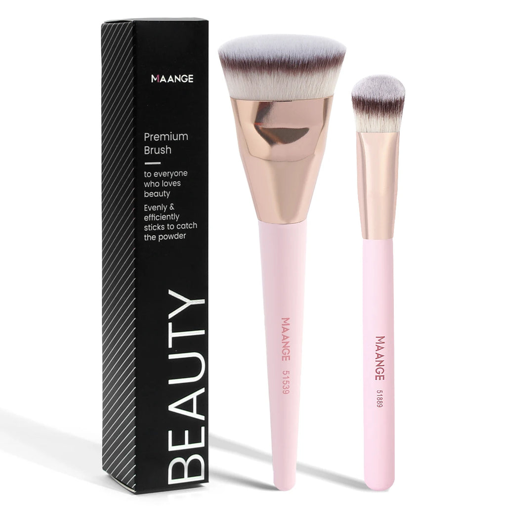 MAANGE 2PCS Flawless Makeup Brush Flat/Angle Foundation