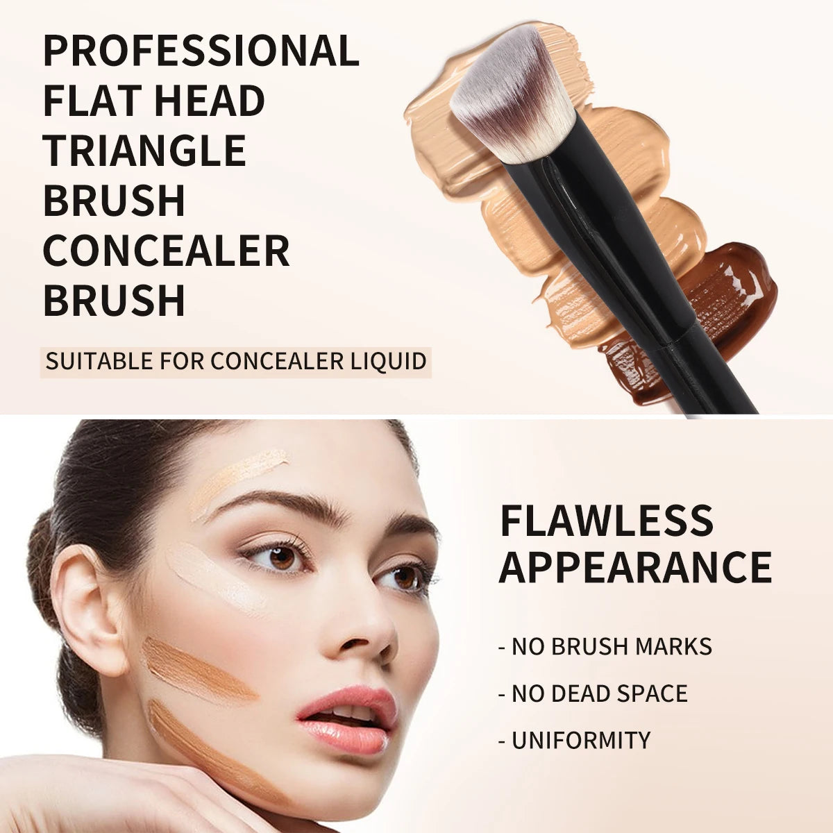 MAANGE 2PCS Flawless Makeup Brush Flat/Angle Foundation